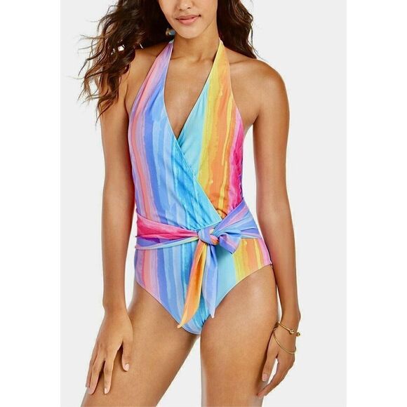 New. Rachel Roy plunge neck pastel swimsuit. Retails $129 - Picture 2 of 7